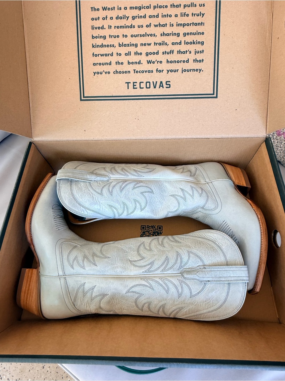 Tecovas White Leather Women's Western Heeled Boots